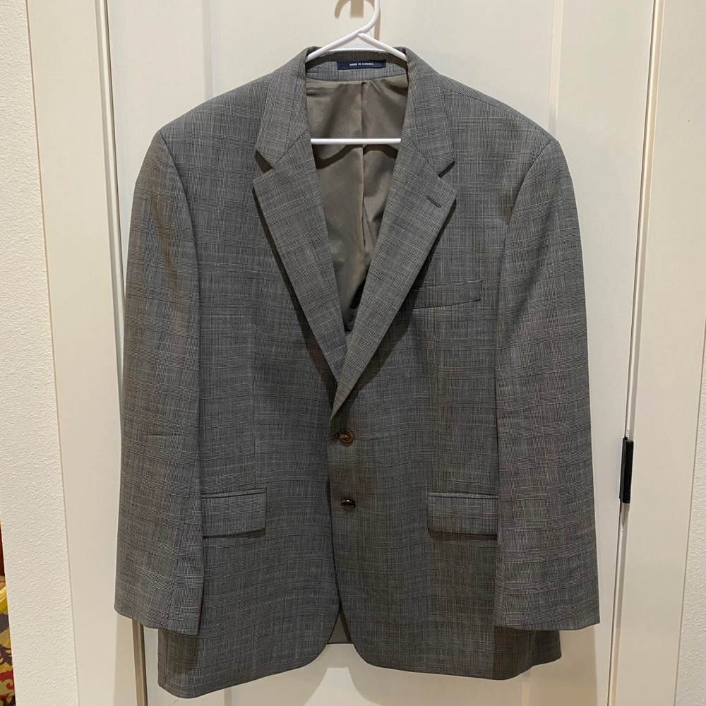 Ralph Lauren Mens Grey Glen Plaid Two Button Blazer Sport Coat 46R